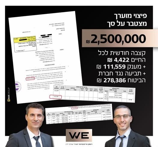 פיצוי מוערך מצטבר על סך ₪2,500,000